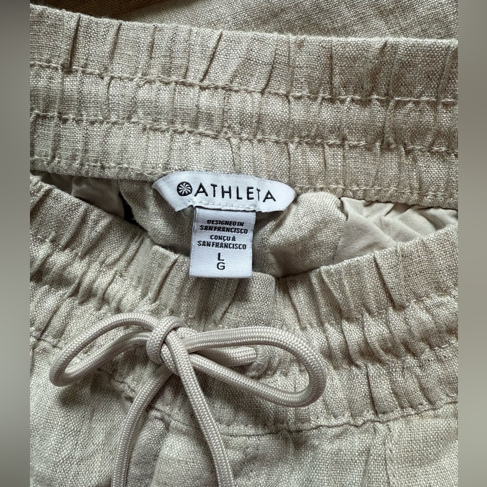 NWT Athleta Retreat 100% Linen Wide Leg Pant Size Large L in color ‘Undyed’ - Picture 8 of 8